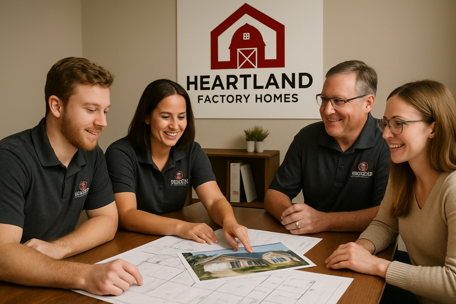Heartland Factory Homes team assisting clients with home selection